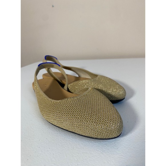 Rothys The Almond Slingback Gold Metallic Knit Flats Womens 6.5 Washable - Picture 8 of 11